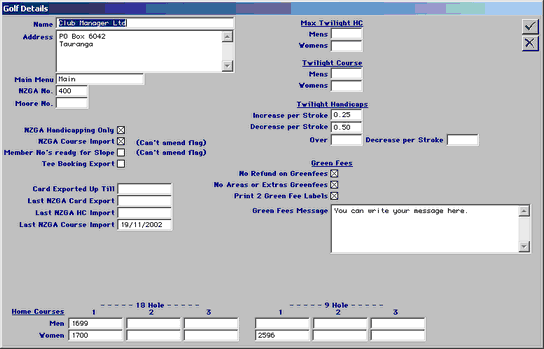 golf details screen
